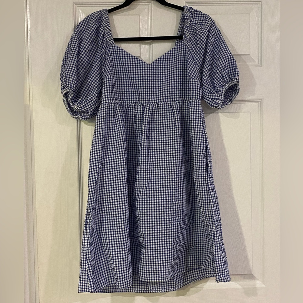 Navy Plaid Dress